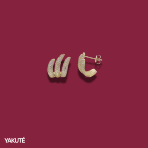 The Trio Huggie Earrings in Yellow